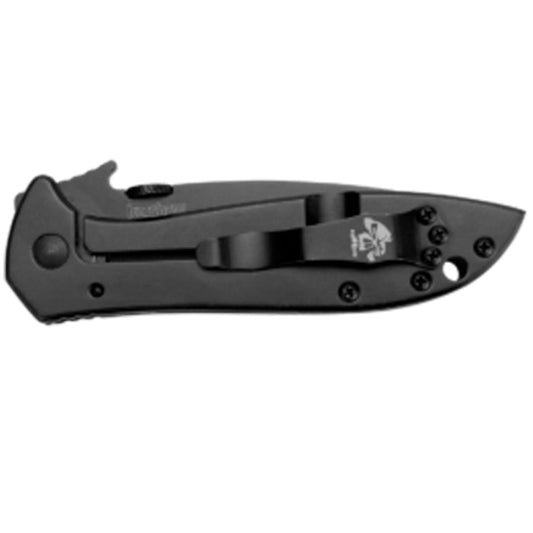 Blade Length 3.25 in. (8.3 cm) Blade Material 8Cr14MoV Blade Finish/Coating Black-oxide coating Blade Thickness 0.122 in. (3.1 mm) Closed Length 4.2 in. (10.7 cm) Handle Material G10 front, 410 stainless steel back Handle Finish/Coating Black-oxide coating back Handle Thickness 0.45 in. (11.52 mm) Overall Length 7.4 in. (18.8 cm) Weight 4.1 oz. (116.2 g)