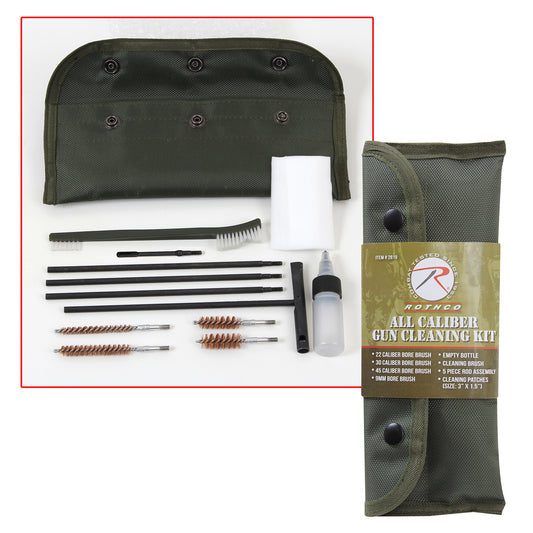 Rothco’s All Caliber Gun Cleaning Kit is a versatile necessity for firearm owners.   Firearm Cleaning Kit Is Made To Service Most Caliber Firearms Chamber Brush, Five-Piece Rod Assembly, .22 Cal Bore Brush, .30 Cal Bore Brush, .45 Cal Bore Brush, .357 Cal Bore Brush And Cleaning Patches Are Included Inside This Gun Cleaning Kit www.defenceqstore.com.au