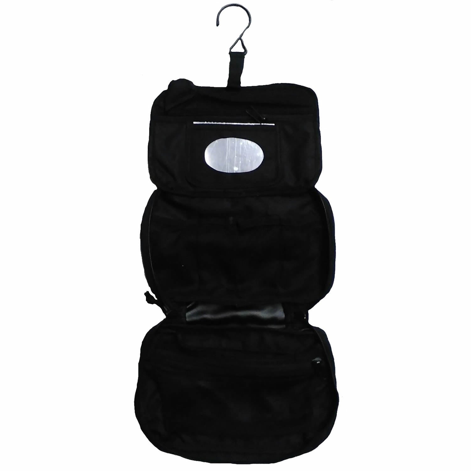 Great for military, cadets, camping and hiking to keep all your personal hygiene requirements together in one pouch  It folds up into a small pouch for travel and storage and can be hung vertically on a tree branch or hootchie cord when in the field so this way you can use the mirror when shaving or putting camo paint on.
