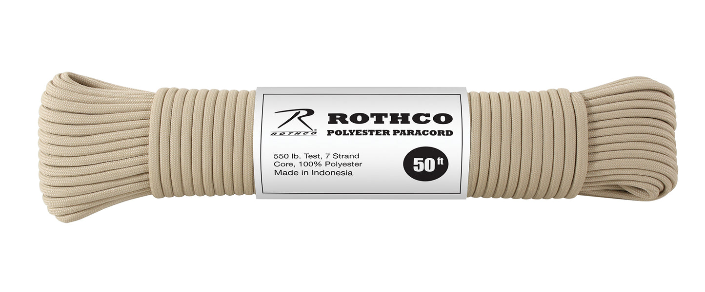 Rothco 550lb Type III Polyester Paracord Various Colours 15M Long
