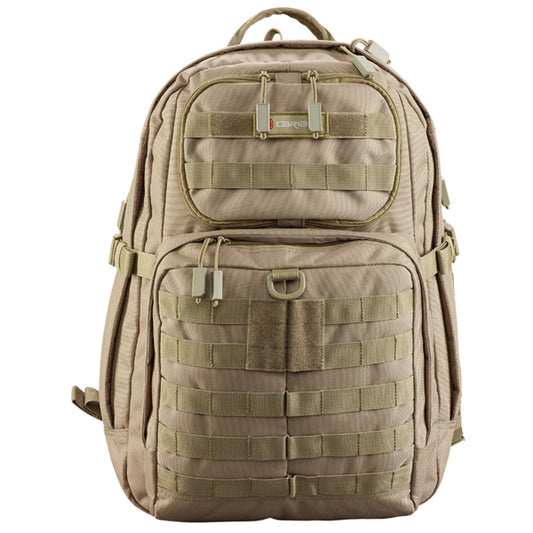 Volume: 32L/43 x 32 x 22cm Heavy duty abrasion resistant material construction Hydration ready - just add a 2L or 3L reservoir Dedicated rear zip access hydration pocket (in harness) QR shoulder straps for easy access to this rear pocket Main compartment with multiple internal zippered storage pockets External access side zip storage pockets Front pocket with extensive organiser panel Sternum strap for improved harness stability