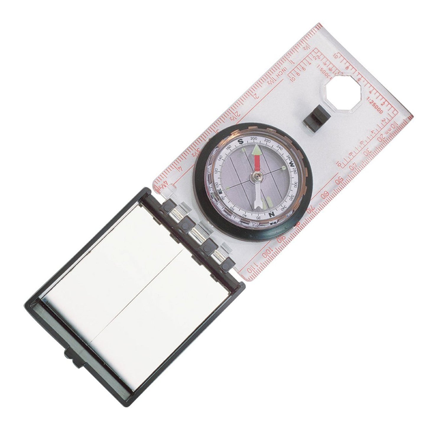 Rothco’s Orienteering Ranger Type Compass is lightweight for easy travel and features a large easy-to-turn dial, magnifying glass, and ruler graduation to help determine distance.