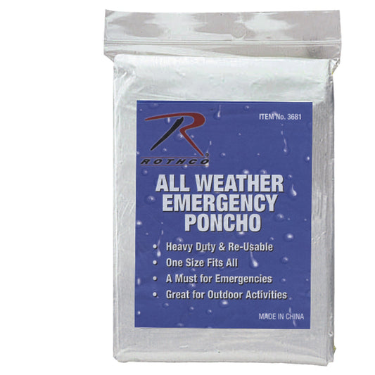 Rothco All Weather Emergency Poncho Clear