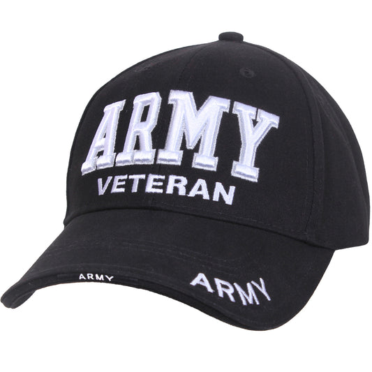 Deluxe Army Veteran Cap features large embroidered “Army Veteran” text on the front and upper brim. Military Hat With Raised Embroidered “Army Veteran” Text On The Front Panel And Upper Brim Sandwich Brim With Woven Label Featuring “Army” Text “Veteran” Text Included On The Back Of The Army Cap Adjustable Hook And Loop Strap Closure Fits Most Head Sizes Soft Yet Durable 100% Brushed Cotton Twill Composition Ventilation Holes Encourage Cooling Airflow Internal Sweatband www.defenceqstore.com.au