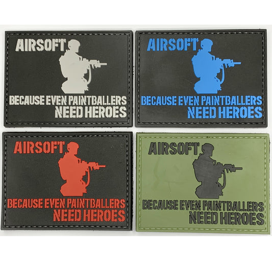 Airsoft, Because Even Paintballers Need Heroes PVC Patches Set of 4 Bundle