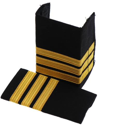 This quality 3 Stripe Soft Epaulette with embroidered detailing this set of two is ready for wear.  Specifications:  Material: Soft Epaulette, fabric, raised embroidery Colour: Blue, gold Size: Standard www.defenceqstore.com.au