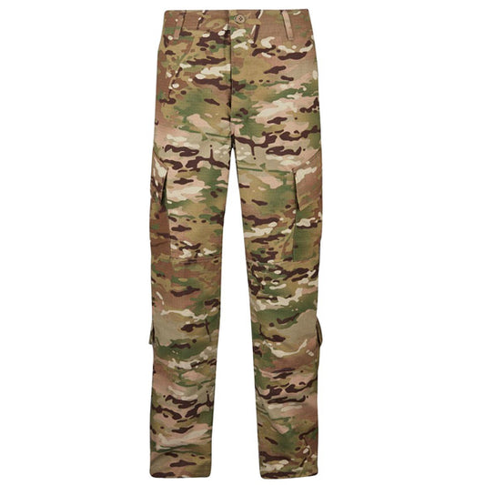 MULTICAM TACTICAL trousers Relaxed fit. Action-stretch waistband, Reinforced seat and knee.  Extra-large belt loops designed for nylon duty belt.  YKK zipper and Prym snap.  Two hook and loop back pockets with wallet pocket in a pocket.  Internal openings for knee pads.  Two hidden coin pockets.  D-ring for keys and tools.  Mag pocket with hook and loop closure.