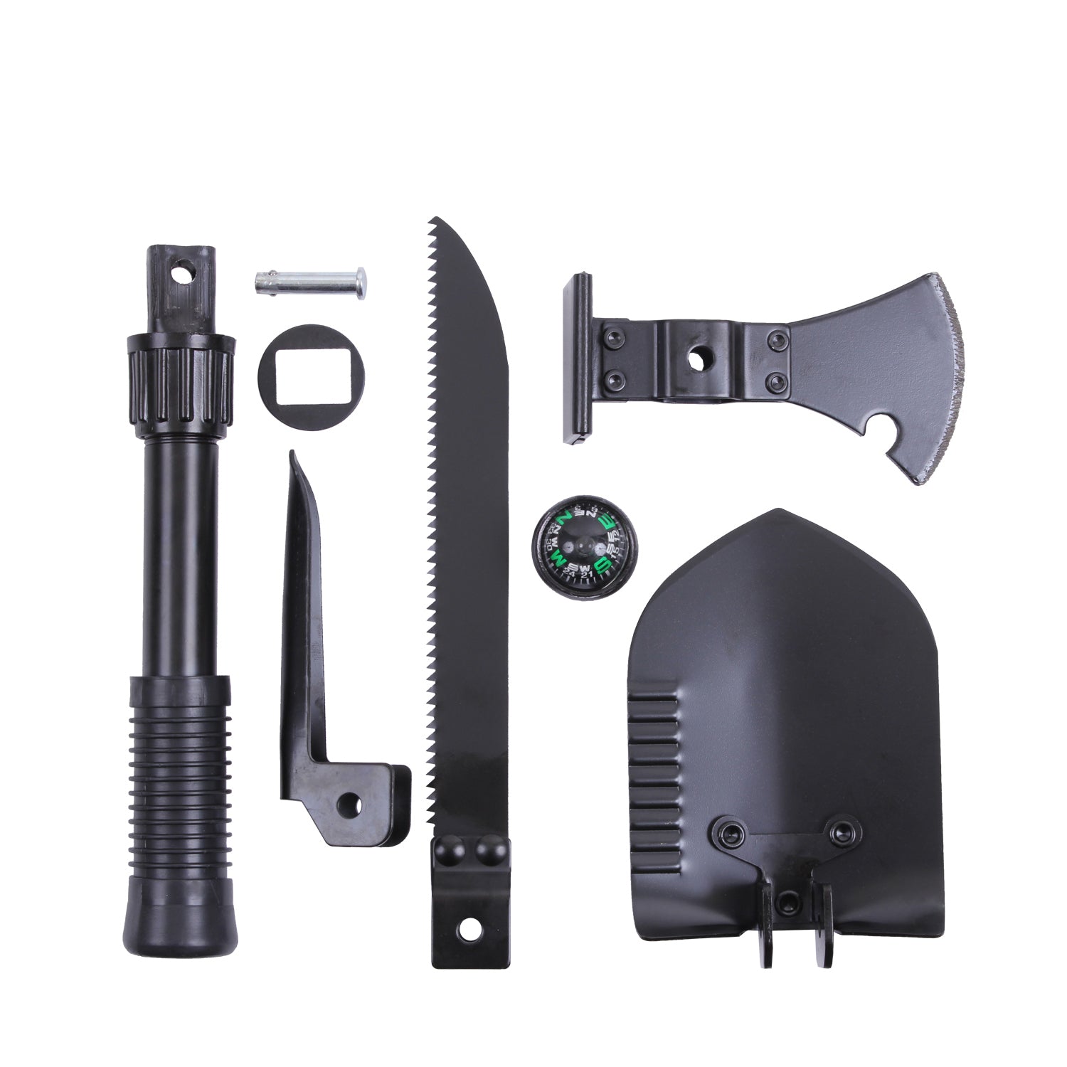 Rothco’s 5-In-1 Multi-Purpose Tool is the perfect outdoor item; featuring an interchangeable shovel, saw, pick axe, and axe head attachment for optimal versatility while you camp, hunt, or trek through the wilderness.
