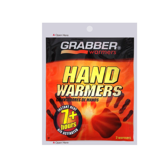 Grabber Hand Warmers are sold 2 per pack and provide 7+ hours of instant heat, perfect for sticking inside your gloves or pockets!