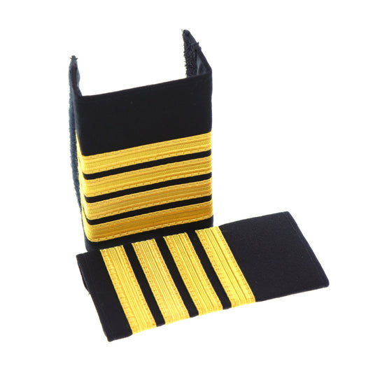 This quality 4 Stripe Soft Epaulette with embroidered detailing this set of two is ready for wear.  Specifications:  Material: Soft Epaulette, fabric, raised embroidery Colour: Blue, gold Size: Standard www.defenceqstore.com.au