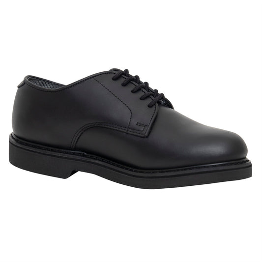 Enhance your military apparel collection with Rothco’s Oxford Leather Shoes. Leather Military Uniform Oxfords Slip And Oil Resistant Outsole For Greater Traction Removable Cushion Insole For Added Comfort Fully Stitched Sole And Steel Shank Moisture Absorbing Cambrelle Lining Keep Your Feet Dry Traditional Goodyear Welt Provides Improved Durability And Lifespan