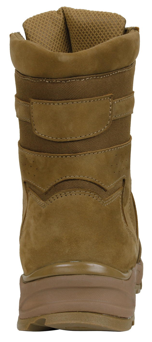 Rothco's Coyote Brown Force Entry Tactical Boot is compliant to military regulation AR 670-1 (DA PAM 670-1, Section 20-3 Boots) Standards.       Compliant To Military Regulation AR 670-1     Height Of 8" (Measured From The Ground At Back Center)     Upper Flesh Side Out Cattle Hide Leather (Nubuck) With Nylon     Rubber Outsole Matching The Upper In Color     Plain Toe