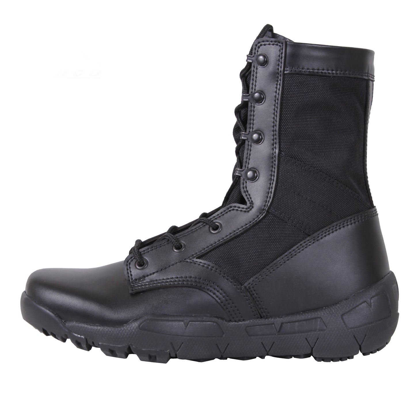 Rothco’s V-Max Lightweight Tactical Boot is the optimal choice for an all-purpose military-style boot.      Military-Style 8 ½” Cross Training Boot Is Designed With The Comfort And Support Of A Running Shoe     The V-Max Lightweight Boot Interior Contains A Removable EVA Insole And 2 Screen Air Vents To Keep Your Feet Cool     Rubber And EVA Outsole Provides Improved Traction While You Are On The Move     Iron Eyelet Lace System Will Keep Your Tactical Boots Tightly Secured