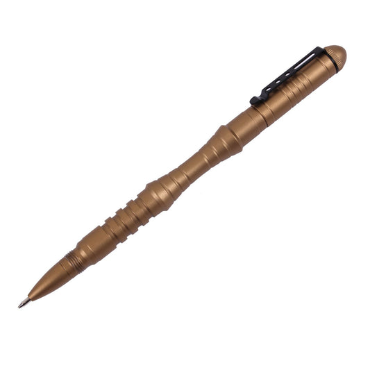 Rothco's Aluminum Tactical Pen measures 6.25" in length and features a 1.5" pocket clip and glass breaker. The pen also features a contouring shape that is 1/2" in width at its widest and 3/8" at its narrowest.