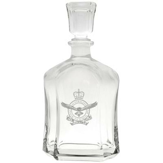 Air Force crest etched on a stylish 750ml decanter from Military Shop. Order online now. This high quality Italian glass decanter will look perfect in you cabinet or on your bar.