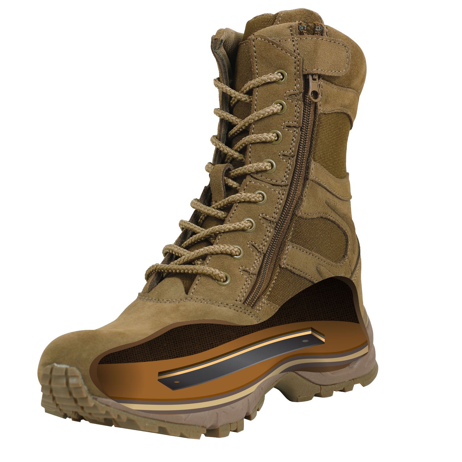 Forced Entry 8" Deployment Boots With Side Zipper Coyote Brown