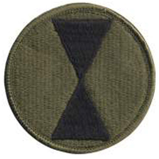 This Military Patch is an insignia of the Army 7th Infantry Division. The army patch is made of polyester with the emblem embroidered in cotton thread, US made.