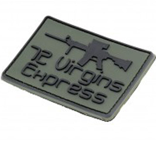 72 Virgins Express PVC Patch, Velcro backed Badge. Great for attaching to your field gear, jackets, shirts, pants, jeans, hats or even create your own patch board.  Size: 7.5x5cm