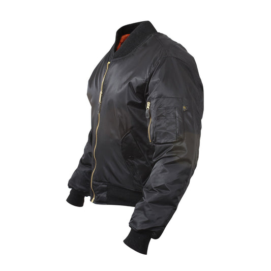 Rothco's MA-1 Flight Jacket features a fully reversible rescue orange polyester lining, and a 100% nylon water repellent outer shell to give a classic bomber jacket look