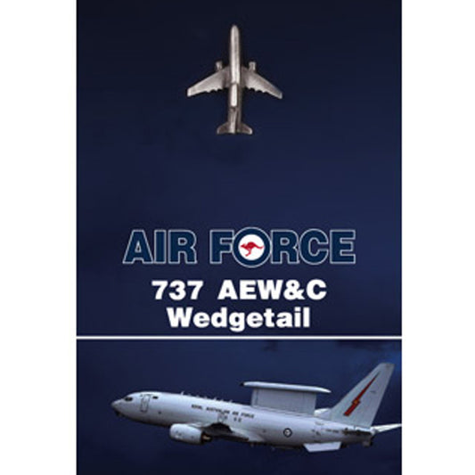 Get the quality 737 AW&C Wedgetail Lapel Pin in today. This 25mm nickel-plated lapel pin is a masterful 3D lapel pin, with a butterfly clasp on the back and comes on a presentation card. Own this fantastic lapel pin today. Specifications: Material: Nickel-plated Colour: Silver Size: 25mm