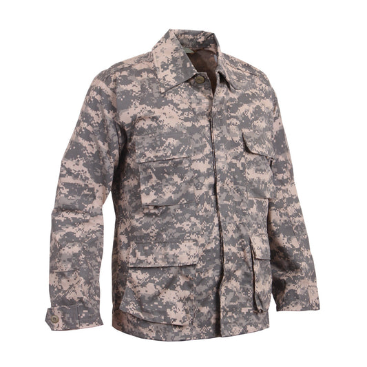 Rothco's B.D.U. Shirts feature a Poly/Cotton Twill material that is durable yet comfortable. The BDU Shirt Jacket offers maximum utility with four large button-down bellowed pockets and front button pocket with a secure flap closure and adjustable button tab cuff sleeves. 
