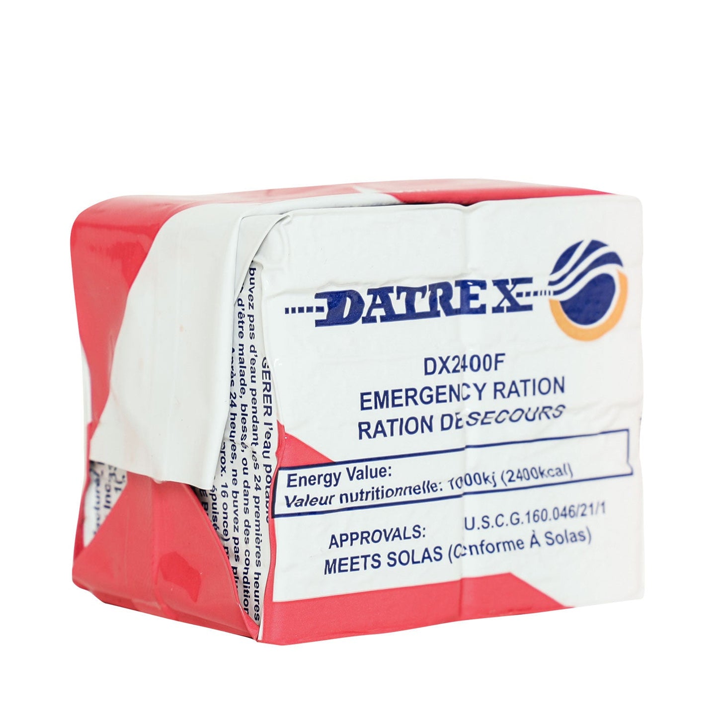   The Datrex Blue 2400 Calorie Emergency Food Ration contains 12 ready to eat, high energy Superior coconut flavored bars.       Ready To Eat, High Energy Coconut Flavored Emergency Food Bars     Each Emergency Ration Bar Contains 200 Calories     Made Of All Natural Ingredients Including Wheat Flour, Cane Sugar, Water And Coconut     12 Bars Per Pack