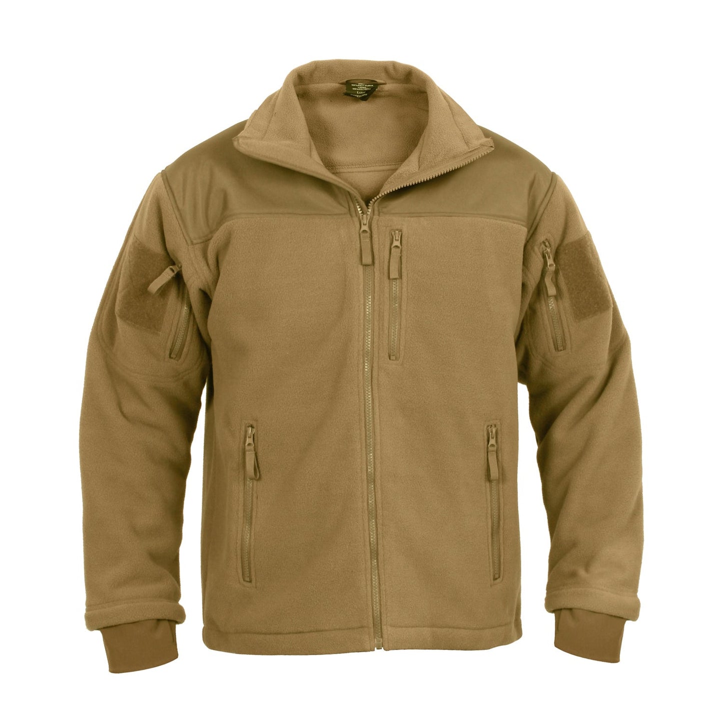 Rothco’s Spec Ops Tactical Fleece Jacket is made of 100% heavyweight polyester fleece and has an interior tricot lining for added warmth.