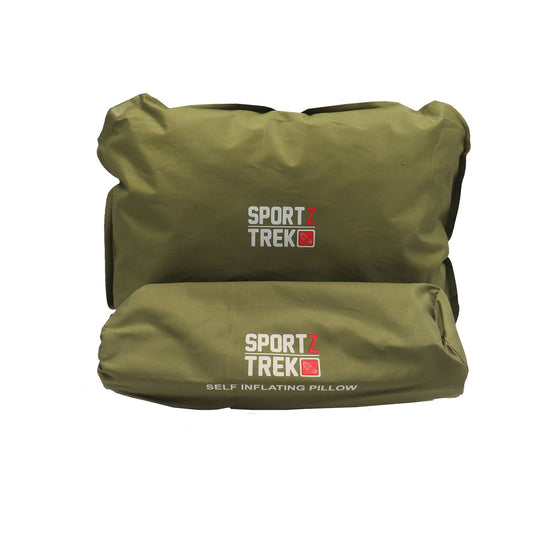 The SPORTZTREK Self Inflating Pillow transforms rest into reality, whether you're deployed in the field, camping under the stars, or catching sleep on the go. Its self-inflating design means zero fuss—just unroll and relax. www.defenceqstore.com.au