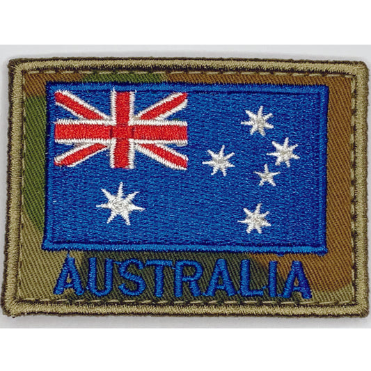 DPCU Australian Flag Patch  On DPCU/AUSCAM material  Velcro Backing  7.5cm x 5.2cm
