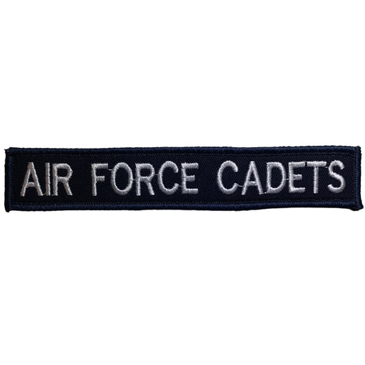 Air Force Cadets Patch in various colours for a bit of fun.  Some units are still using auscam, others are using GPU but we had the idea to come up with a range of fun options as well.   Size is 2.5cm x 15cm, lettering is 1.5cm in height.  All embroidery is done in upper case letters only as a FYI. www.defenceqstore.com.au