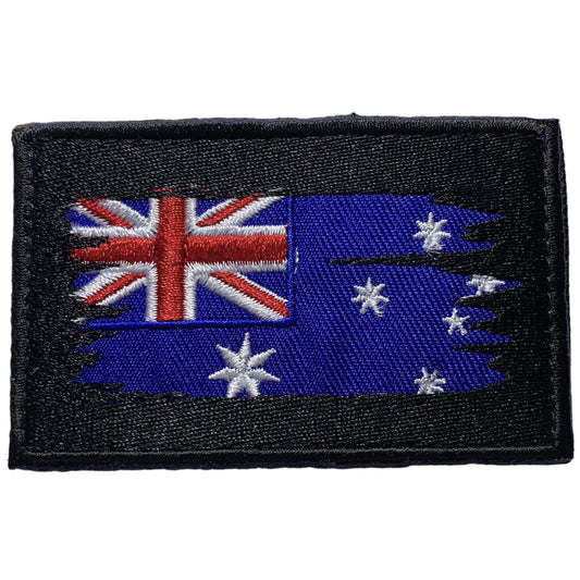 War Damaged Australian Flag Velcro Patch Hook & Loop Battle worn flag on a patch to respect our serving and veterans out there. Hook & Loop Provided 8cm x 5cm www.defenceqstore.com.au