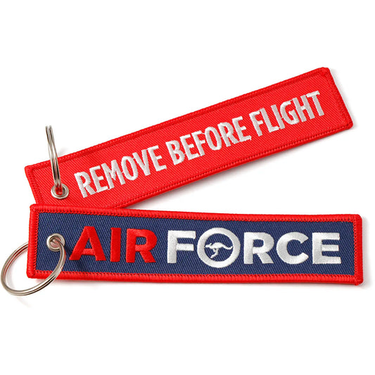 Air Force Key Tag order now from the military specialists. The perfect give away item for the kids.  Nylon key tag embroidered with Air Force branding & Remove before flight wording. Size 14 x 3 cm www.defenceqstore.com.au