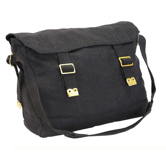 Made from heavy duty cotton canvas  Brass buckles and fittings  Adjustable shoulder straps and closure  Lightweight and compact