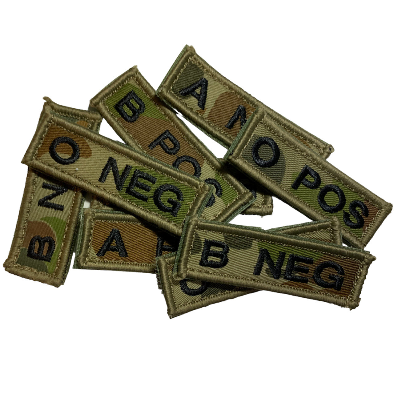 Blood Group Patch in various colours for a bit of variety. We had the idea to come up with a range of different options as well. Size is 7cm x 2.2cm www.defenceqstore.com.au