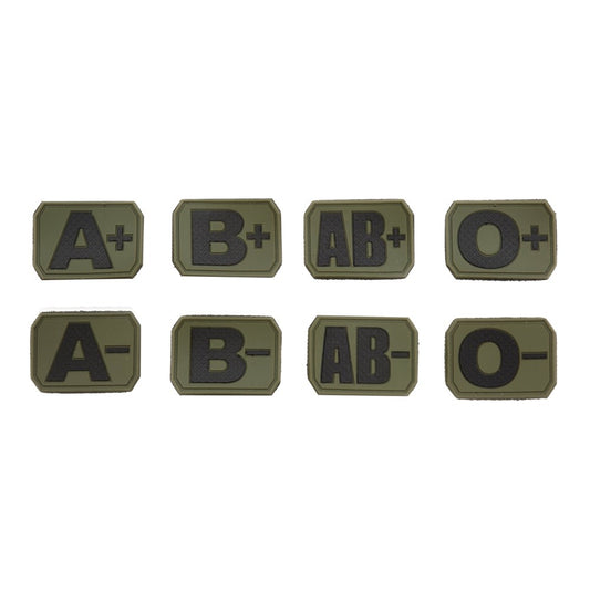 Small BLOOD TYPE PVC Patch OD Green, Velcro backed Badge. Great for attaching to your field gear, jackets, shirts, pants, jeans, hats or even create your own patch board.  Size: 3x3cm www.defenceqstore.com.au