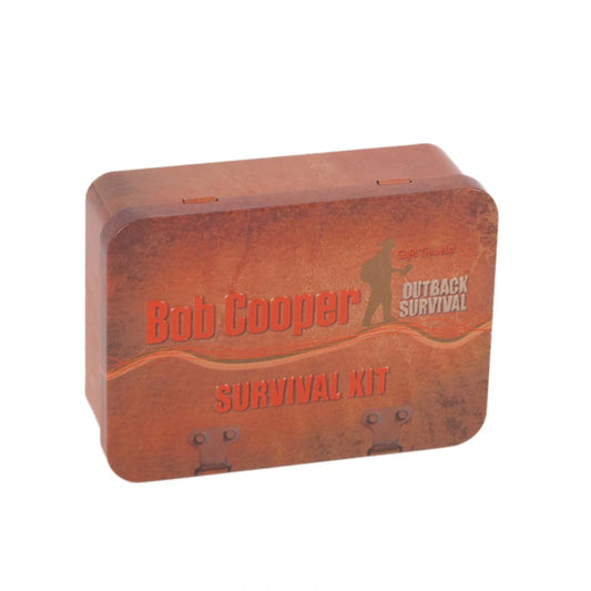 Developed by outback survival expert Bob Cooper, the Survival Kit contains all the necessary items for survival in the wilderness. FEATURES Included in the 33 components are: First aid items Water procurement bags Water sterilisation agents Signalling devices Fire lighting tools Mini compass Pocket knife Assorted fishing gear Mini survival cards DIMENSIONS 130 x 95 x 45mm www.defenceqstore.com.au