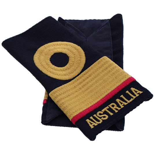 Order this quality Commodore Medical Officer Soft Rank Insignia with embroidered detailing this set of two is ready for wear. Order your set now.  Specifications:      Material: Soft rank insignia, fabric, raised embroidery     Colour: Blue, gold, orange     Size: Standard