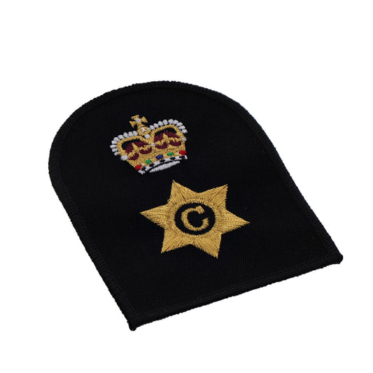 Perfectly sized, this Cook Petty Officer Badge has embroidered details ready for wear Specifications: Material: Embroidered details Colour: Black, gold, red, white