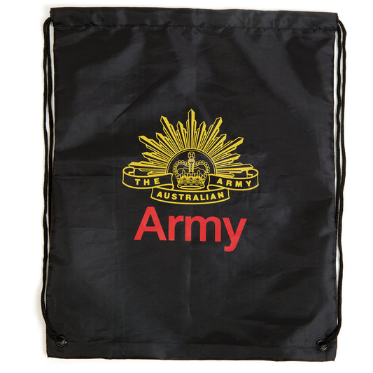 This Army branded drawstring backpack is manufactured from 210D polyester and has riveted metal eyelets at the base for added strength. Perfect for a broad demographic this bag is ideal for show days & sports events and offers proud connection and promotion long after the event has finished. Dimensions: 415 x 335mm