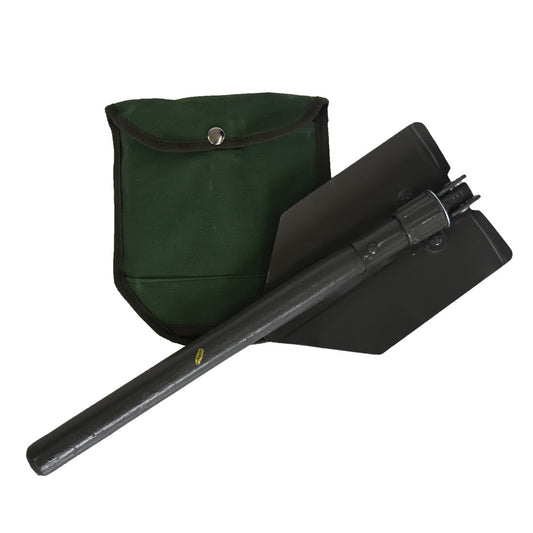 Army style folding camp shovel with wooden handle. (Cover not included)  Can be used extended or at 90 degrees.  Colour: Olive www.defenceqstore.com.au