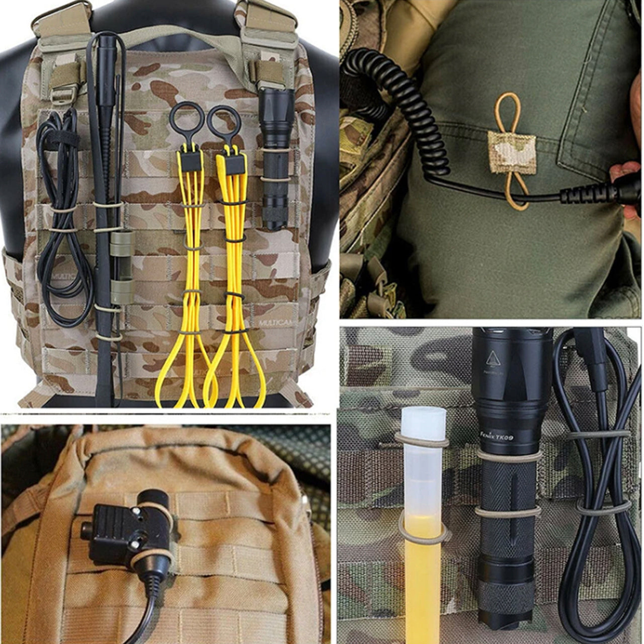 High quality MOLLE webbing fastners are great for attaching equipment such as torches and cylume sticks. Also great for securing camelbak tubes to webbing and other styles of equipment. Colours: Khaki OD Green Black www.defenceqstore.com.au