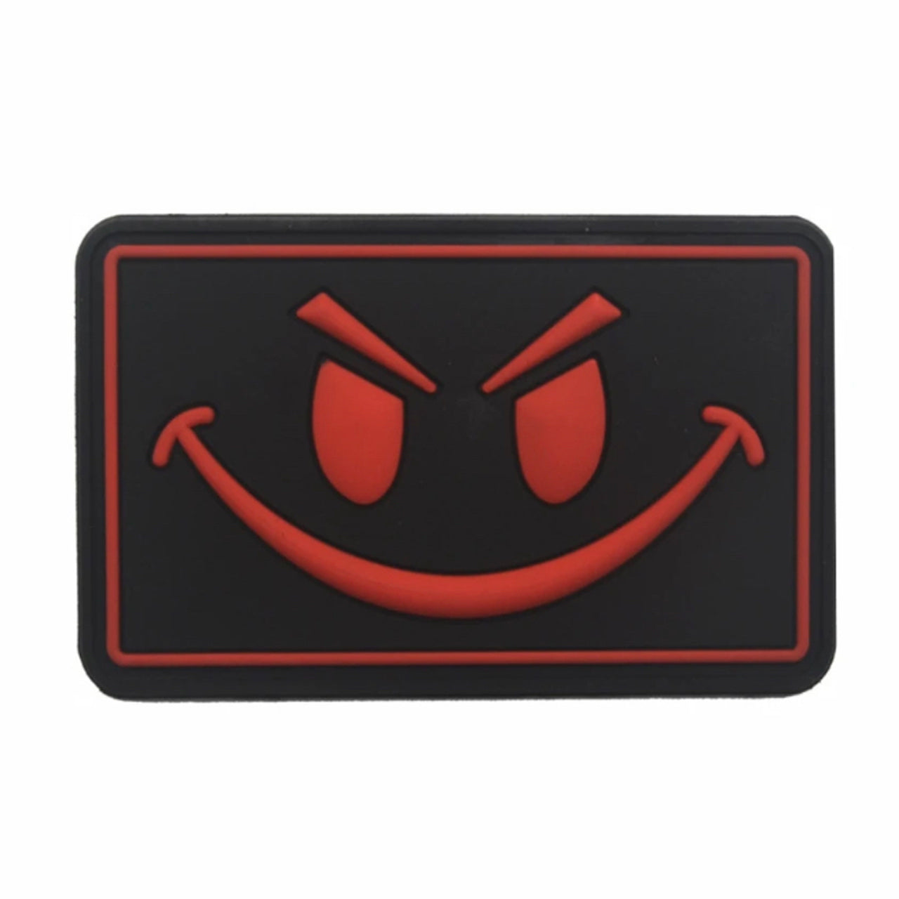 Big Evil Smiley PVC Patch Large, Velcro backed Badge. Great for attaching to your field gear, jackets, shirts, pants, jeans, hats or even create your own patch board. Size: 8x5cm www.defenceqstore.com.au