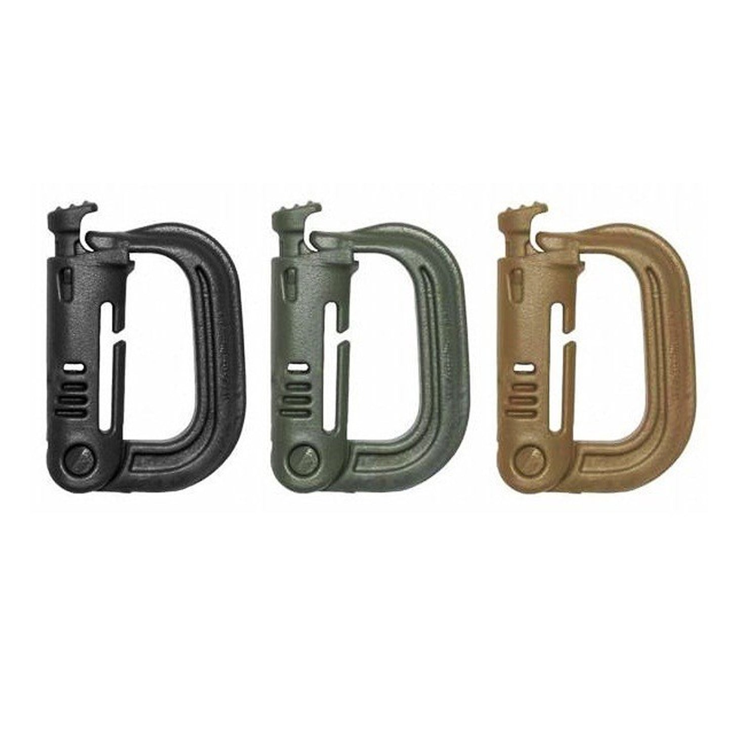 This carabiner is designed for use by operators in a tactical environment as a lightweight corrosion resistant replacement for heavy metal climbing carabiners. The high strength polymer structure easily supports weapon sling connection points to body armor, and features a break away design to eliminate snags. This carabiner is perfectly suited for connecting your tactical accessories that require quick and easy one-handed access.
