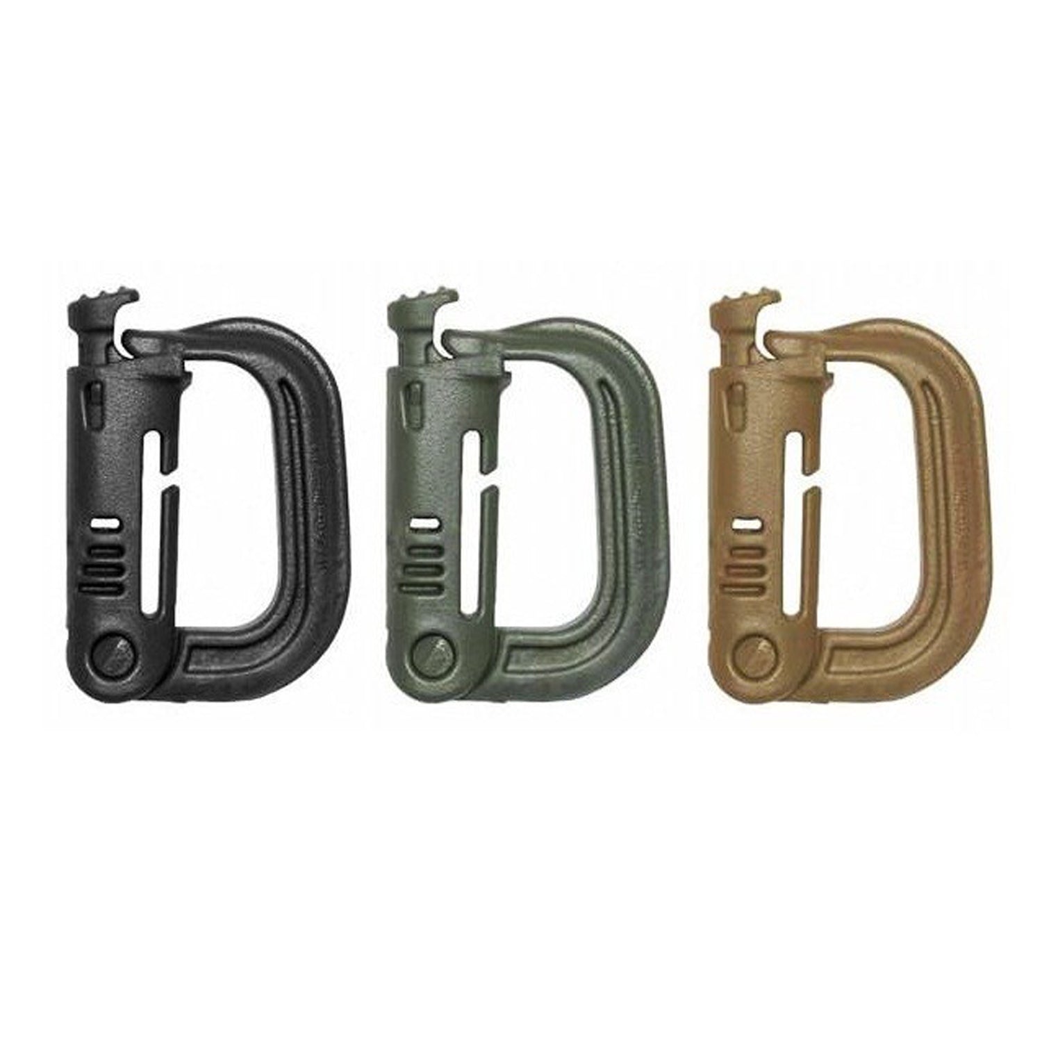 This carabiner is designed for use by operators in a tactical environment as a lightweight corrosion resistant replacement for heavy metal climbing carabiners. The high strength polymer structure easily supports weapon sling connection points to body armor, and features a break away design to eliminate snags. This carabiner is perfectly suited for connecting your tactical accessories that require quick and easy one-handed access.