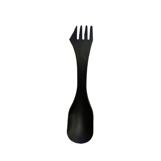 Spoon, knife and fork all in one  Great addition to your field kit for military, cadets, scouts, camping and hiking  17cm in length  Food grade standard cutlery