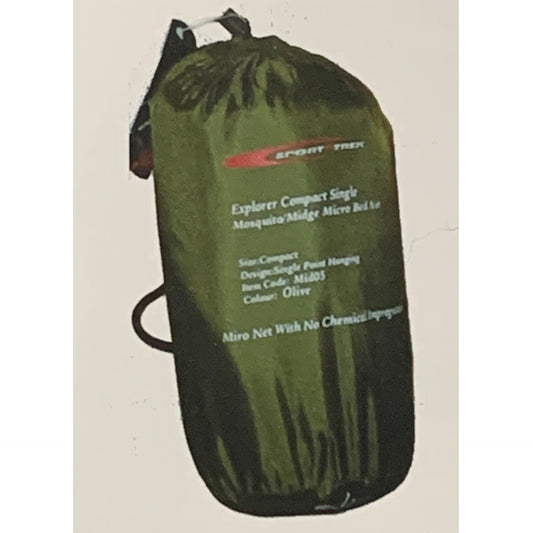 Compact, single point hanging, one-person mosquito net  No chemical impregnation  Colour: Green