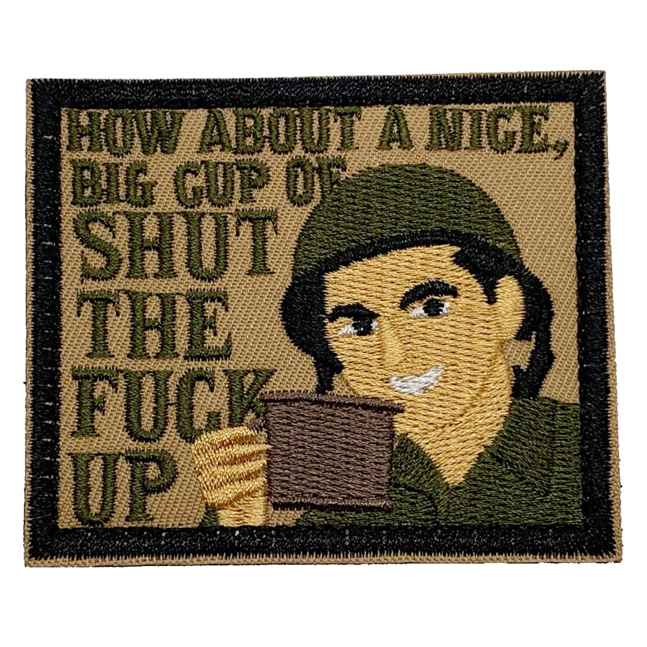 Big Cup OF! Patch Hook & Loop Size: 7.8x6.5cm HOOK AND LOOP BACKED PATCH(BOTH PROVIDED) www.defenceqstore.com.au