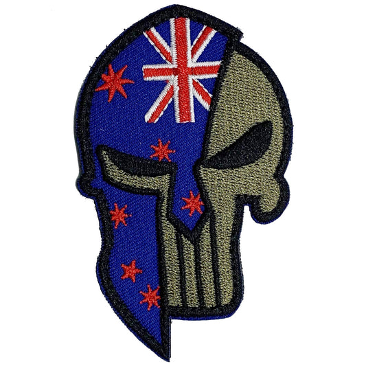 Aussie Skull Patch Hook & Loop.   Embroidery Patch  Size: 8x5.5cm   HOOK AND LOOP BACKED PATCH(BOTH PROVIDED)