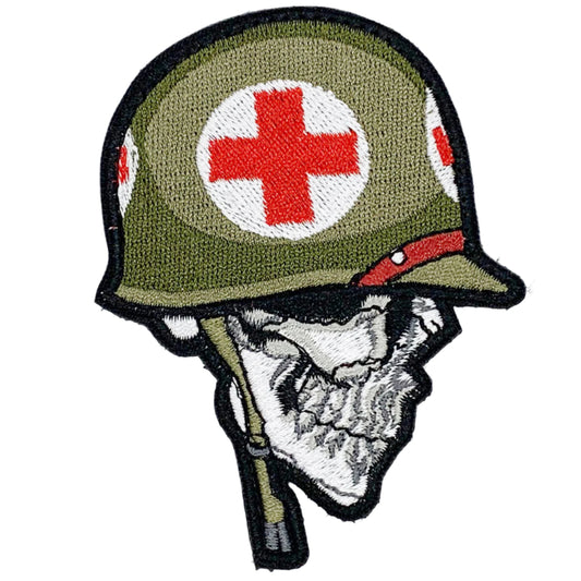 Medic Skull Patch Hook & Loop. Size: 7x9cm HOOK AND LOOP BACKED PATCH(BOTH PROVIDED) www.defenceqstore.com.au