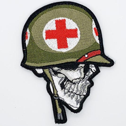 Medic Skull Patch Hook & Loop.   Size: 7x9cm  HOOK AND LOOP BACKED PATCH(BOTH PROVIDED) www.defenceqstore.com.au